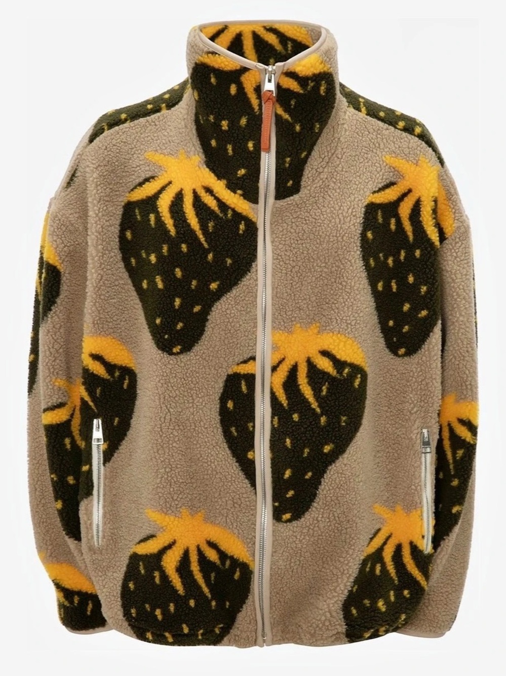 JW Anderson Strawberry Fleece Jacket Brown & Yellow Size Small